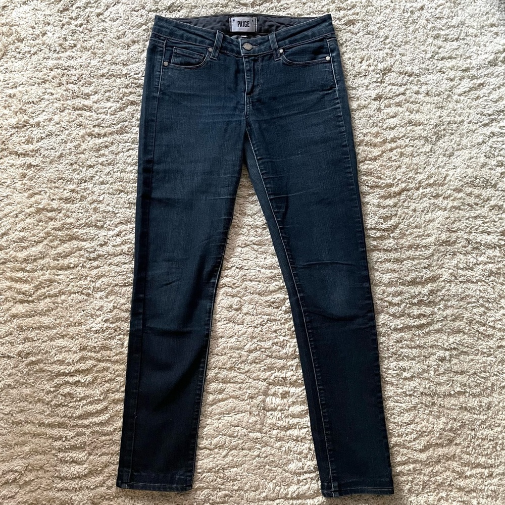 Paige Skyline Skinny Straight/Skinny Dark Wash Jeans